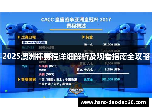 2025澳洲杯赛程详细解析及观看指南全攻略